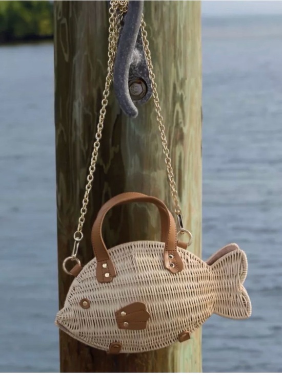 belk Handbags - Sewing Down South x Crown & Ivy™ Rattan Fish Crossbody with Handle